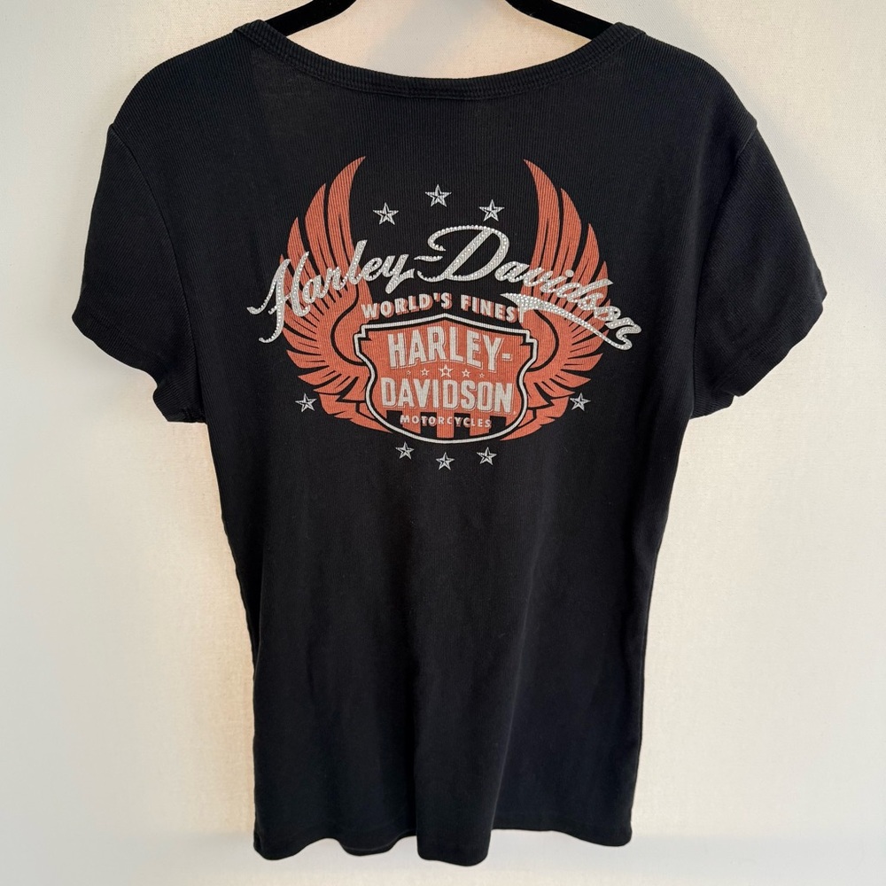 Harley Davidson Black Angel Wing Graphic Tee size large